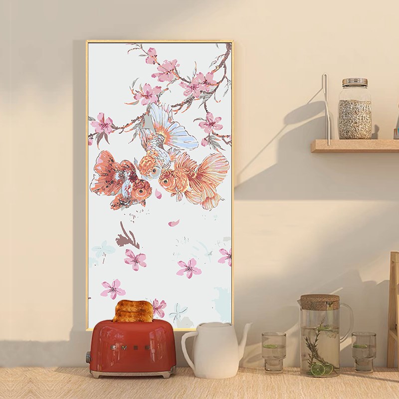 荷花锦鲤数字油画diy填充填色手工绘中国风丙烯油彩画客厅装饰画图片