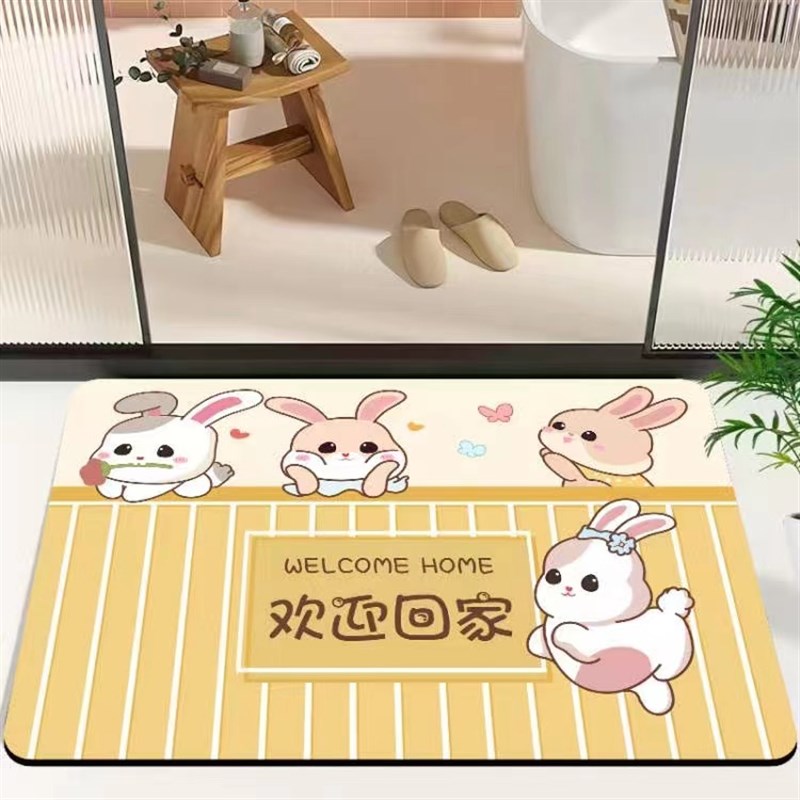 浴室化妆室地垫软矽藻泥吸水凉垫浴室门口防滑脚垫厕所洗手间地