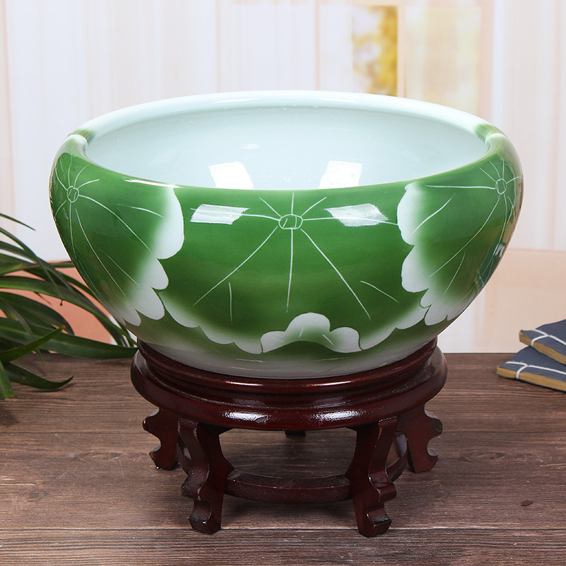 大口径景德镇陶瓷花盆碗莲荷花盆家用水培养植特大号绿萝盆景盆栽