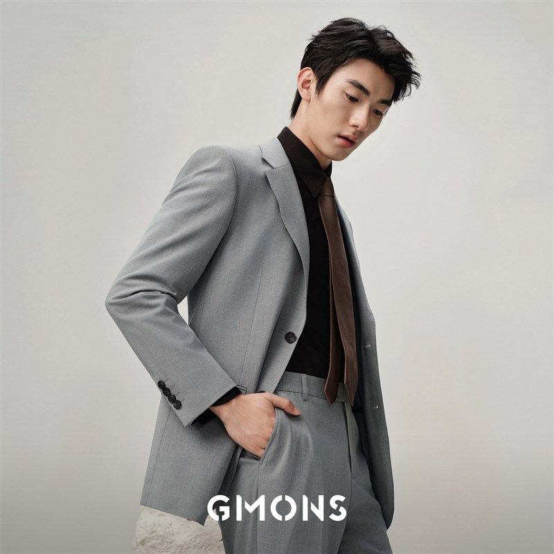 吉约蒙零染西装男士套装结婚新郎灰色简约高级感礼服商务正装西服