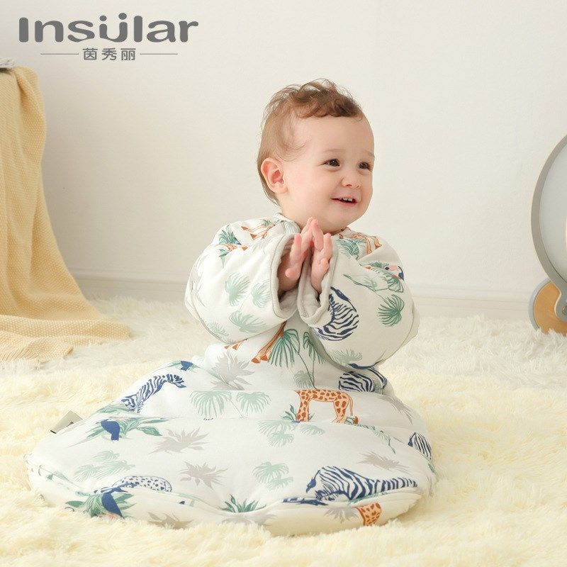 婴儿a类冬季全棉防踢睡袋加厚儿童豆豆绒保暖被安抚睡袋防踢被