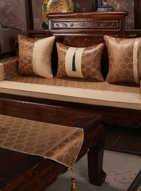 新中式沙发凉席抱枕床头靠垫软包夏季午睡靠枕办公室凉席靠背定做