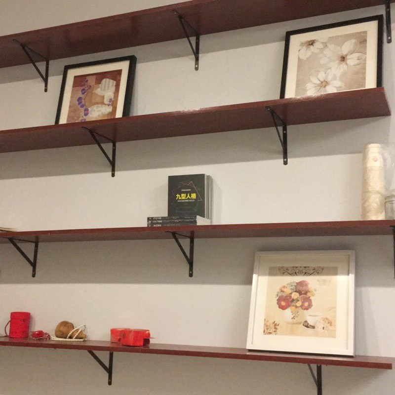 加厚三角支架托架一字板直角铁艺书架层隔搁板固定承重支撑置物架