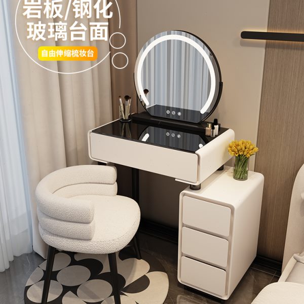 小户型梳妆台卧室60CM现代简约2023新款奶油风主卧斗柜一体化妆桌