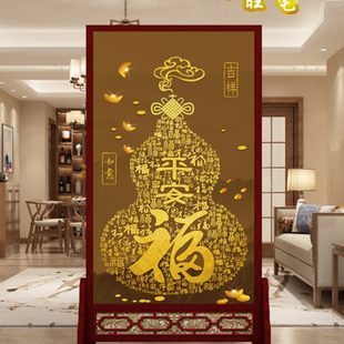 屏风隔断客厅遮挡玄关现代简约卧室双面防水布艺实木简易座屏 中式