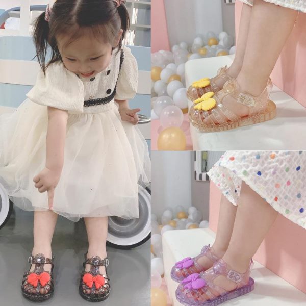 宝2025果冻鞋女女水晶儿童包头款罗马公主鞋女孩新款童塑料凉鞋女