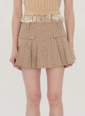 【赵美延同款】ORA GENESIS2025年秋季新品气质复古格纹A字褶裙