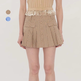 新品 GENESIS2025年秋季 ORA 气质复古格纹A字褶裙 赵美延同款