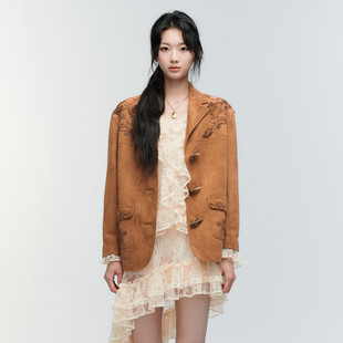 时尚 新品 仿麂皮绳绣外套 GENESIS2025年冬季 ORA