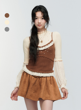 ORA GENESIS2025年冬季新品时尚针织拼接雪纺吊带