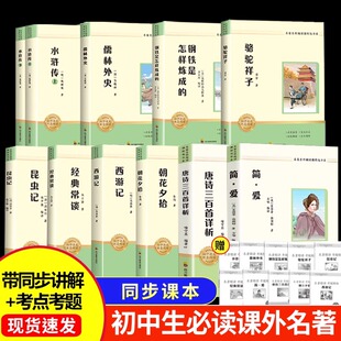 常谈昆虫记简爱 名著名师导读骆驼祥子西游记朝花夕拾经典 2025新版 初中语文必读书目名家名作七八九年级名著必读附送考点手册经典