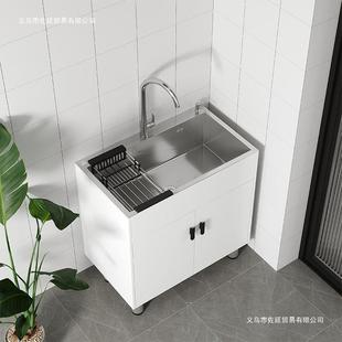 新款水槽一体柜浴室柜家用厨房阳台出租房单槽落地式简易洗菜橱柜