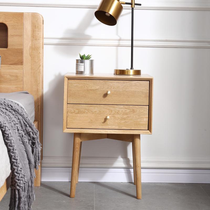北欧橡木云端全实木床头柜简约现代卧室床边收纳柜储物柜二斗柜