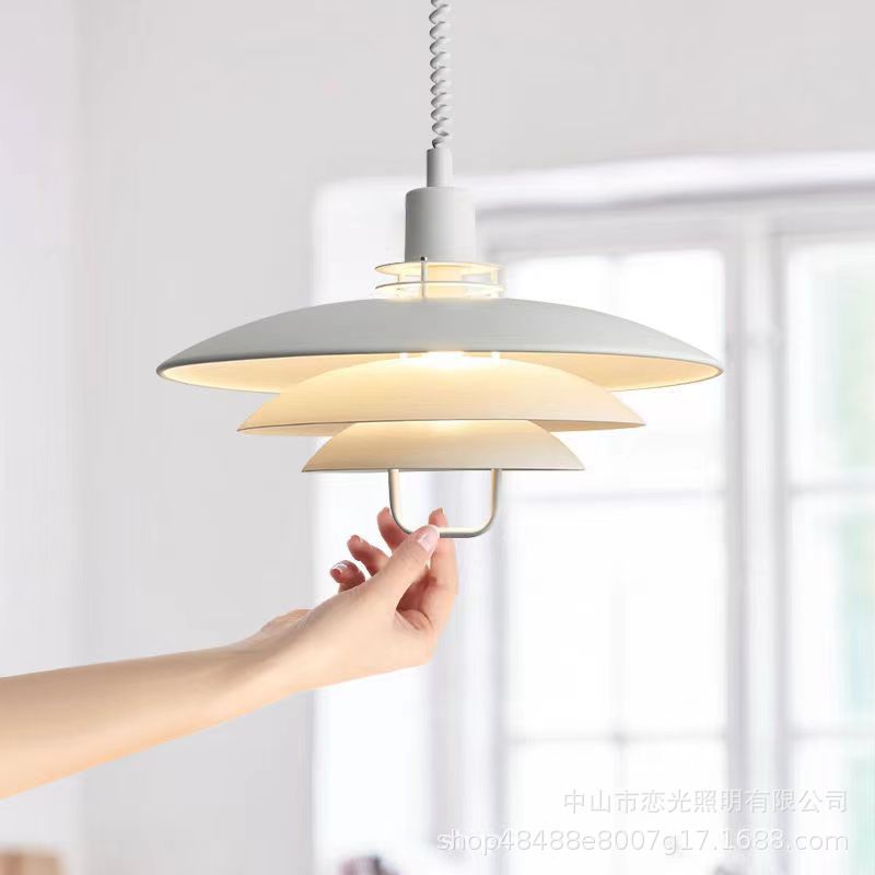 北欧简约风丹麦经典中古伸缩可调节餐厅吊灯现代个性吧台岛台灯具
