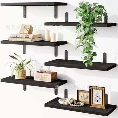 简约浮动货架木质置物架墙上浴室置物架厨房多层调料架植物展示架