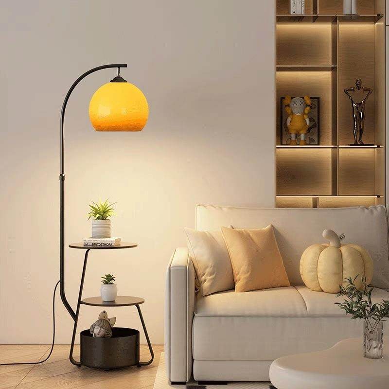 玻璃柚子客厅沙发落地灯卧室床头柜一体台灯玻璃灯罩立式氛围灯厂