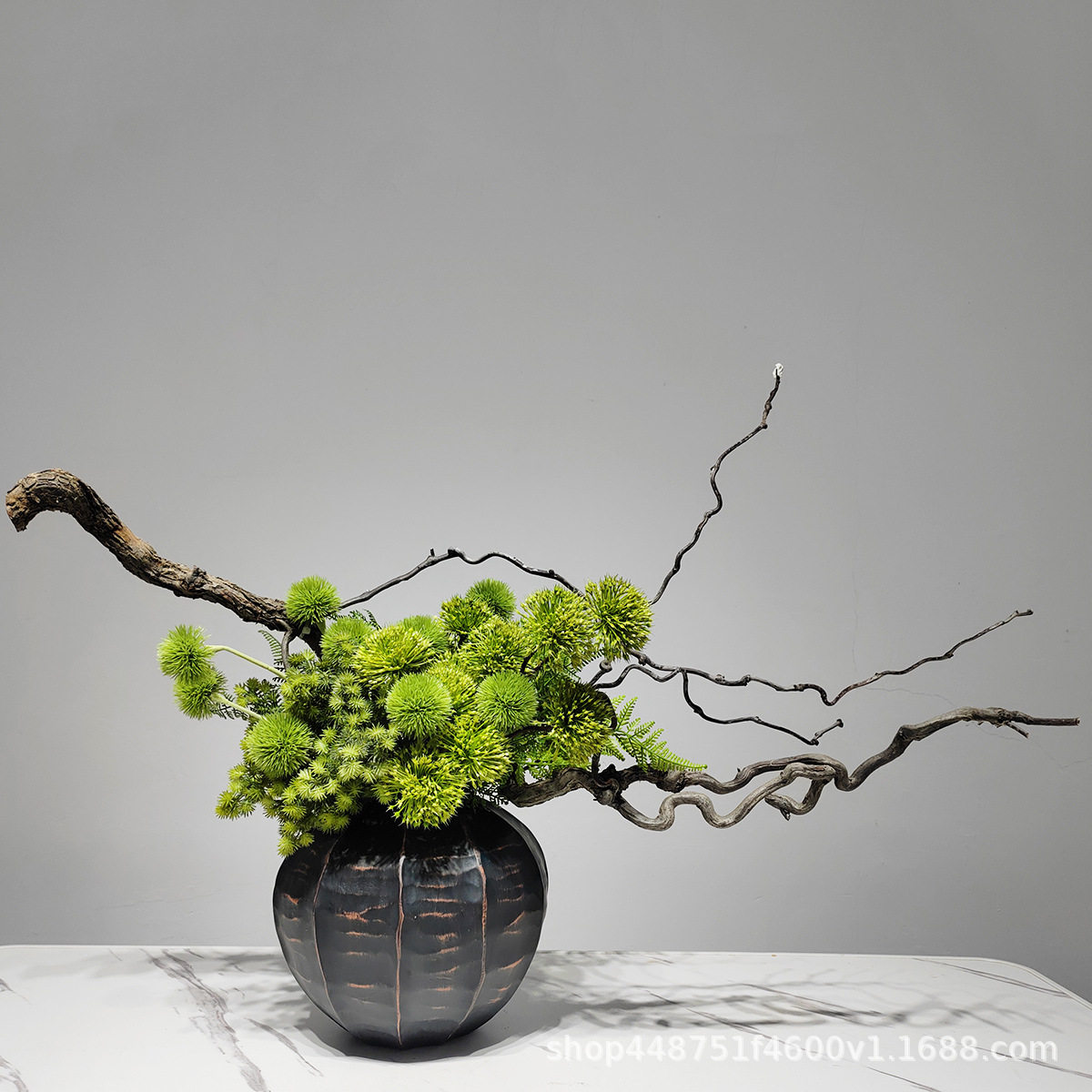 新中式仿真花艺装饰家居绿植整体酒店仿真花售楼处客厅插花工艺品