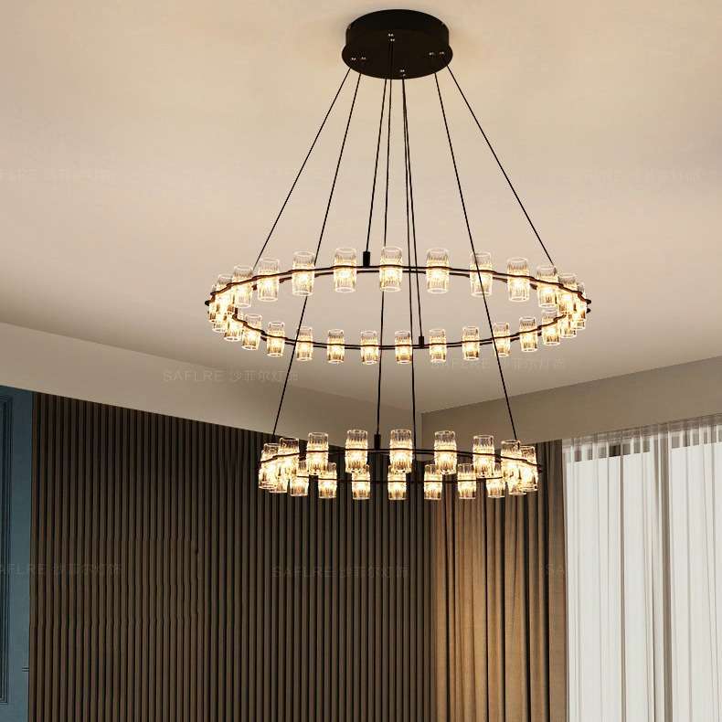 后现代轻奢简约客厅吊灯家用大厅餐厅卧室灯新款意式圆环别墅灯具