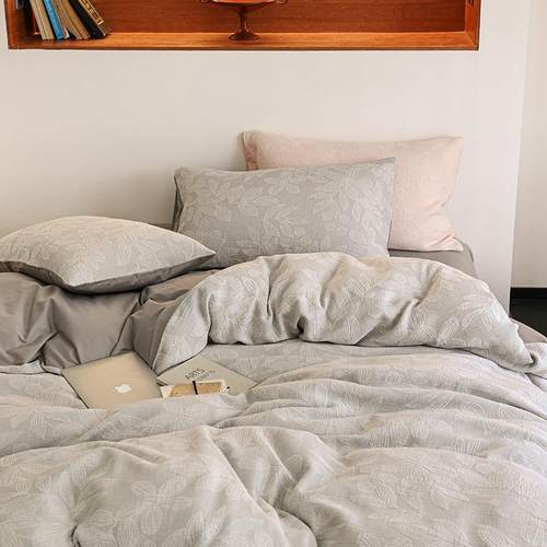 A类双层纱纯棉床上四件套100全棉轻奢简约春季床品床单被套三件套