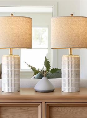 美式台灯复古书房客厅卧室床头氛围灯热销布艺陶瓷台灯