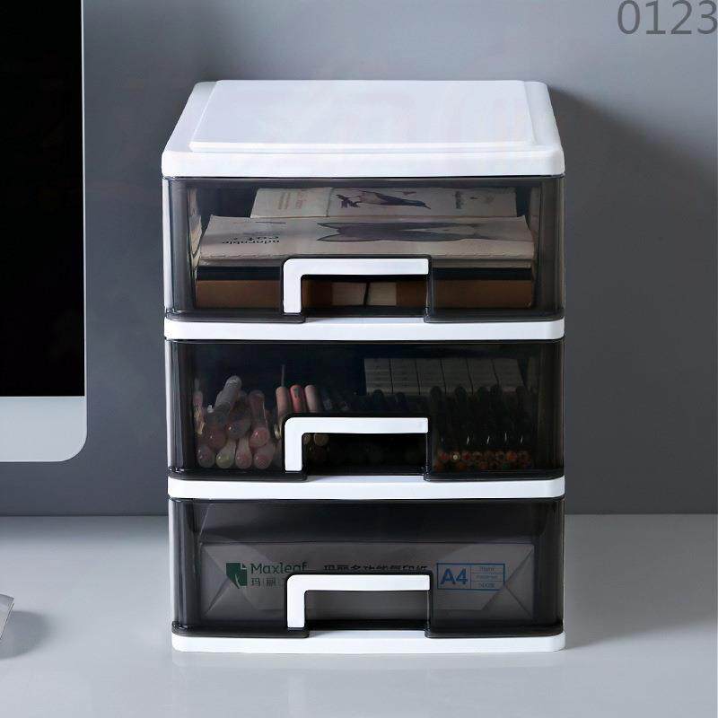 办公桌面收纳盒透明小抽屉式收纳柜学生书桌上文具杂物整理储物箱