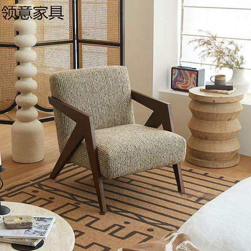 理查德单人沙发椅法式中古客厅阳台休闲椅子实木设计师懒人沙发椅