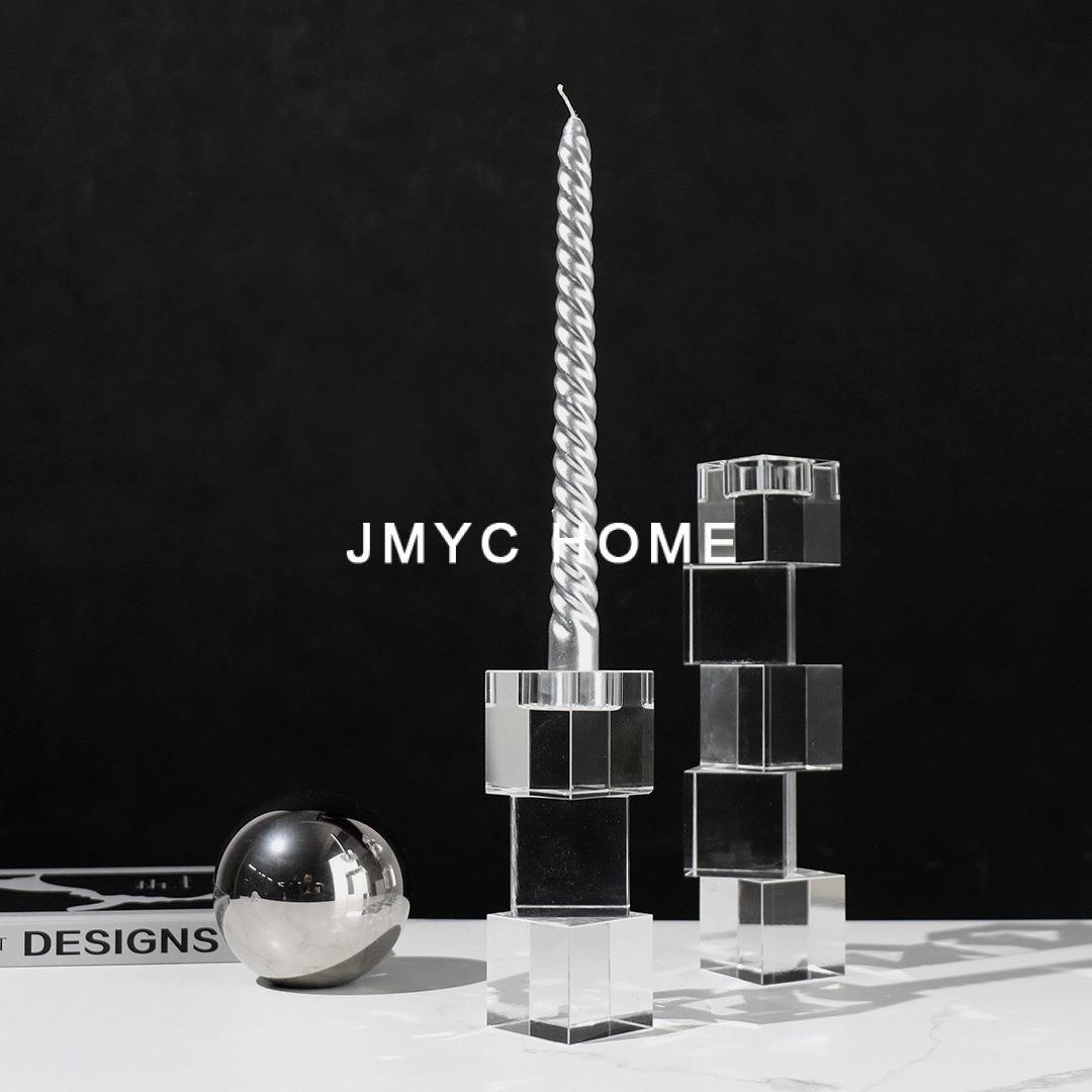 现代轻奢错位叠块烛台客厅样板间电视柜餐厅软装饰品桌面蜡烛摆台