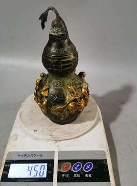 做旧八仙葫芦摆件铜八仙过海鎏金葫芦桌面客厅工艺品摆件可开盖