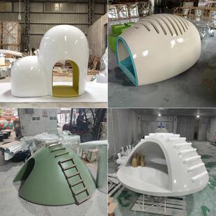 ⊗玻璃钢蛋壳屋商场室内外儿童屋游乐区幼儿园创意火箭山丘爬梯定