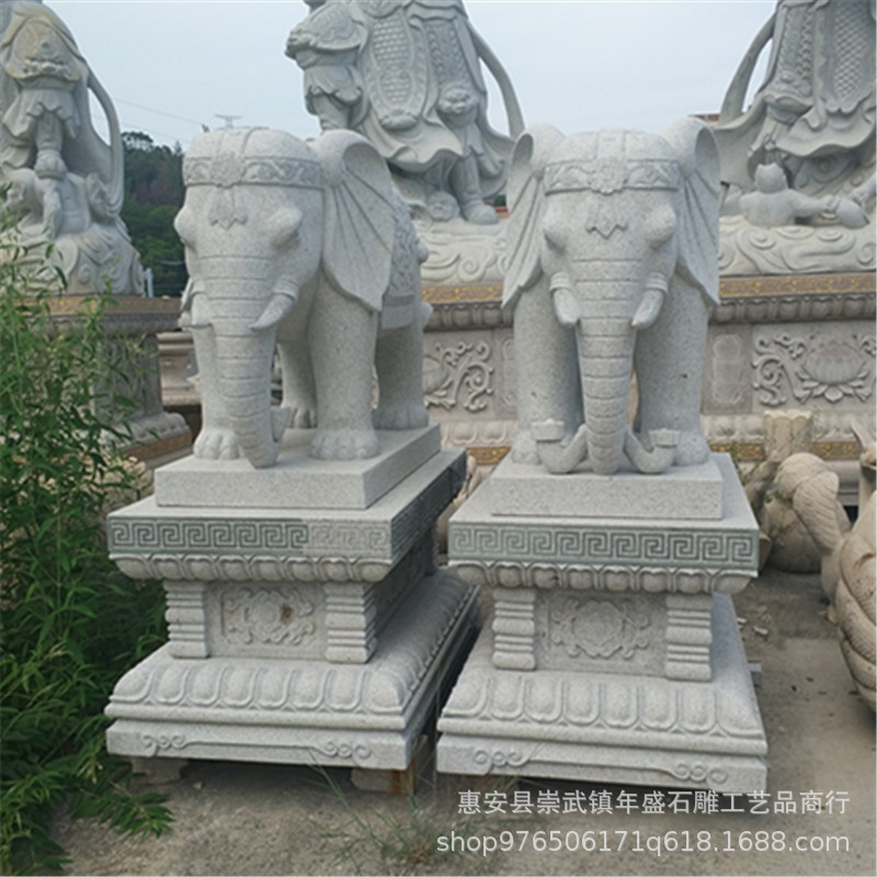 厂家石雕广场大象动物雕塑石头大象门外摆件大理石出售雕刻石象