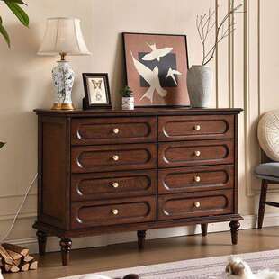 中古风八斗五斗柜实木收纳柜卧室置物柜客厅靠墙抽屉柜美式复古柜