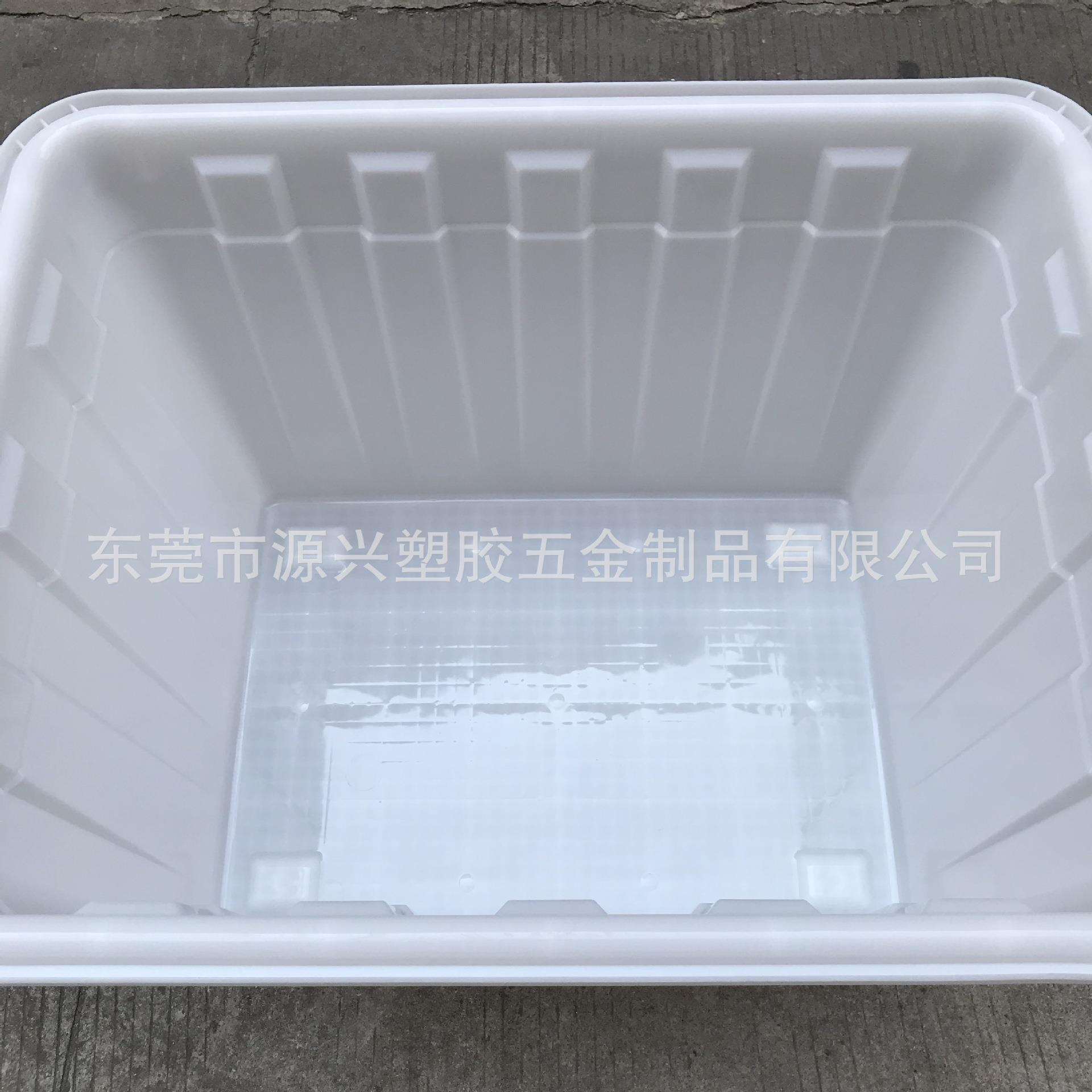 塑料白色400升光滑周转箱车间流水中转仓储加厚胶框可装脚轮方桶