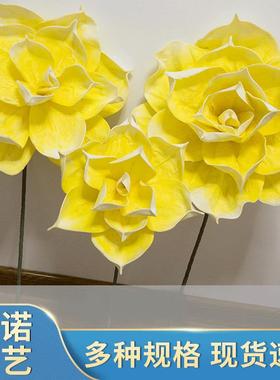 EVA手感仿真花新款欧式PU手感花婚庆道具单头仿真花超大玫瑰花