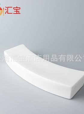 创意分子料理陶瓷12寸桥船高身空心点心碟长条寿司长条板甜品碟