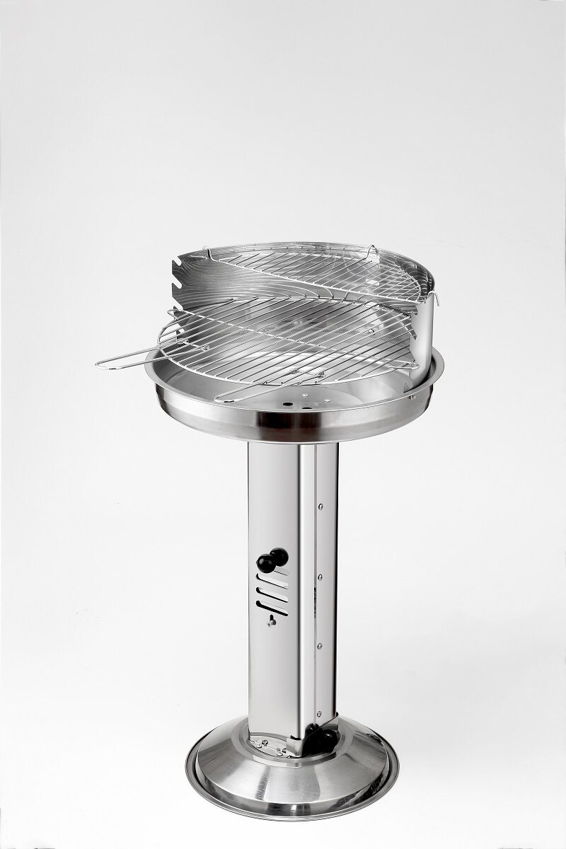 工厂店可调节烧烤高度BBQ 不锈钢立柱简易炉烧烤箱 带烤网烧烤架