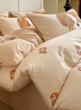 秋冬全棉磨毛床上四件套卡通纯棉家用床单被套床笠床上用品三件套