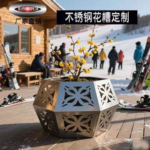 QX定制不锈钢花箱铁艺组合户外室内庭院花盆花槽长方形种植箱花