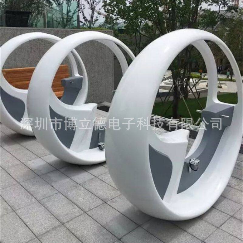 动感单车喷泉自行车互动游乐大型户外发光发电脚踏无动力设备