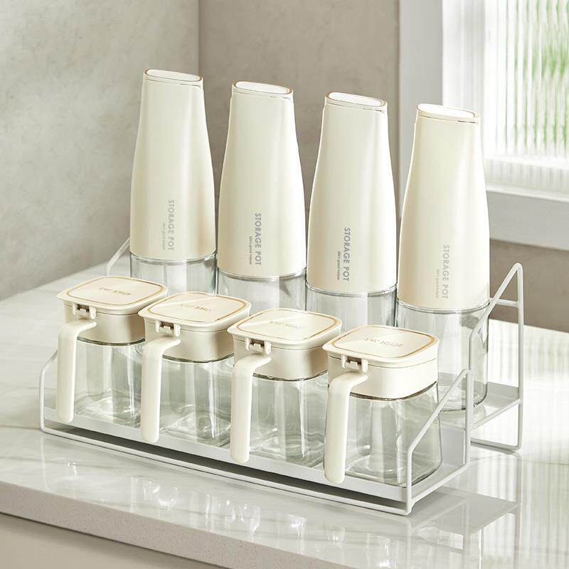 双层调料架厨房调料置物架台面调味架油壶调料罐套装不锈钢架子