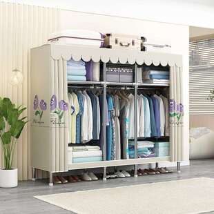 2025新款简易衣柜家用卧室加粗全钢架厚家居落地式衣柜出租房