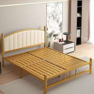 铁艺床单双人床1.5米加厚民宿铁架子床公寓1.8现代简约家用软包床