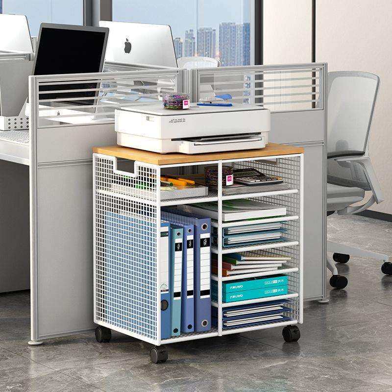 文件收纳架落地办公桌下收纳柜分层置物架文件架立式放打印机架子