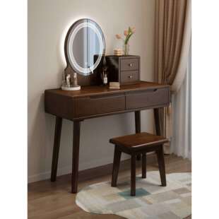 北欧实木梳妆台小户型卧室现代简约2025新款化妆桌妆台收纳柜一体