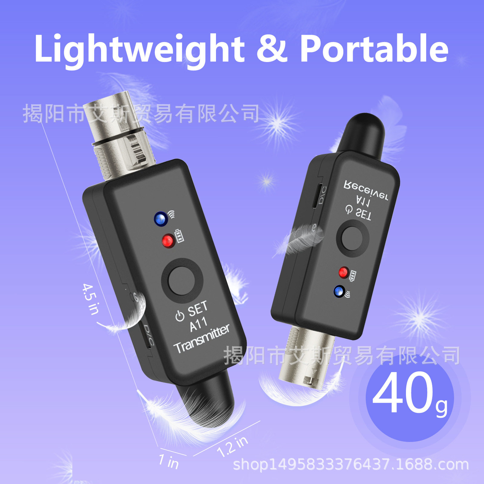 2.4GHz Wireless Mic Adapter A11 无线卡侬麦克风转6.35 转接器