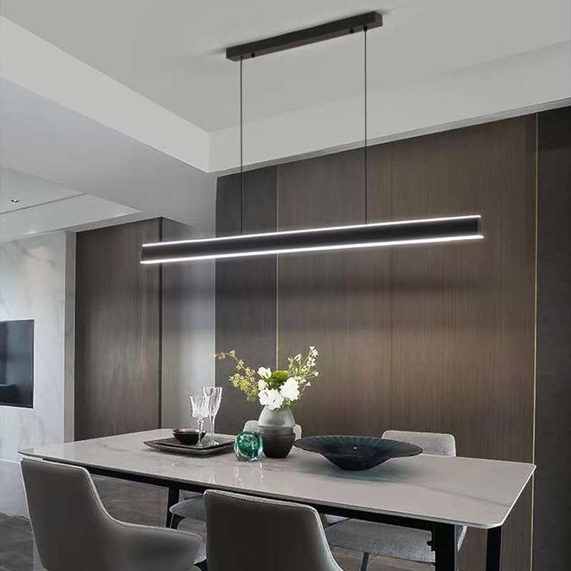 现代简约餐厅吊灯一字极简长条led上下双面发光吧台饭厅餐桌灯具