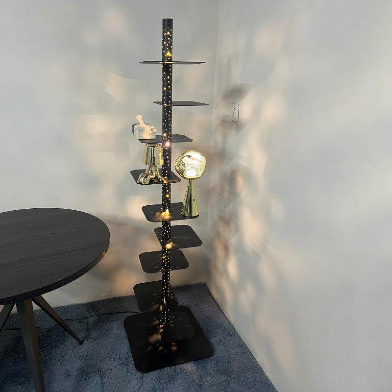 新款星光氛围落地灯置物架一体现代简约书房卧室客厅沙发边设计师