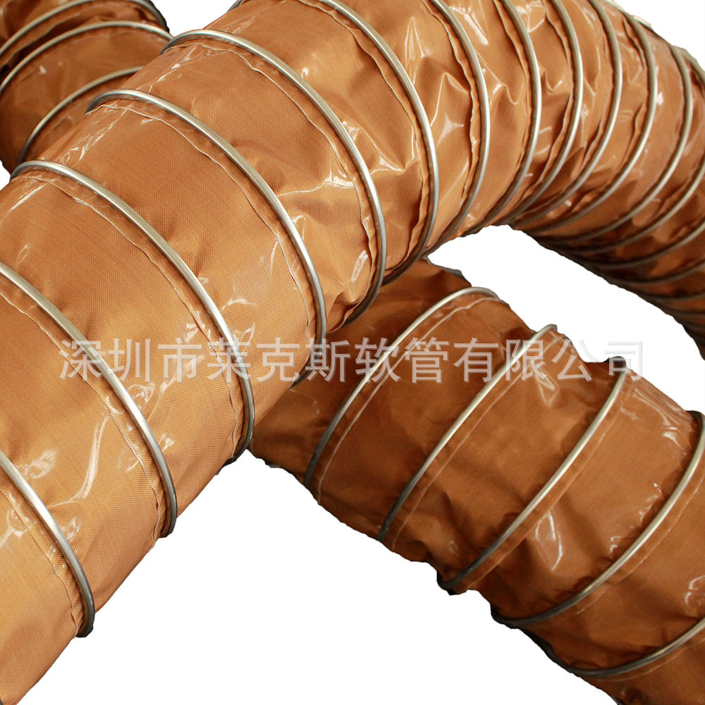 耐酸碱风管耐热性能高伸缩性压缩比4:1软管PTFE玻璃纤维涂层