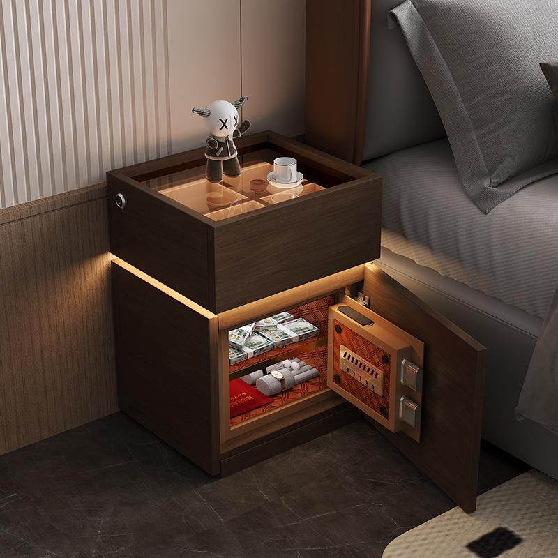 简约现代智能床头柜保险柜一体无线充电隐藏式家用保险箱收纳柜子