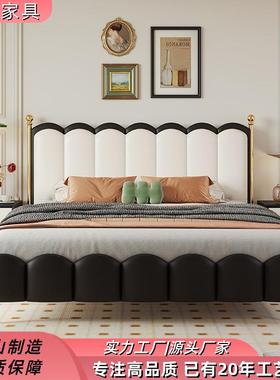 法式复古奶油风落地床涟漪波浪高端大气主卧轻奢现代简约双人婚床