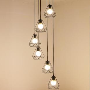 楼梯灯长吊灯现代简约复式楼美式复古北欧loft工业风创意公寓吊灯